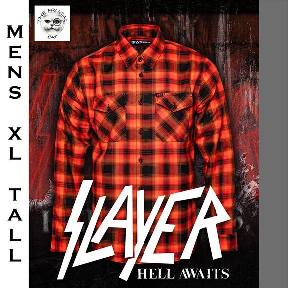 DIXXON x SLAYER HELL AWAITS Flannel Shirt - Collab - Men's XL Tall  XLT